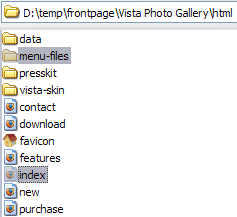 Copy menu files in FrontPage