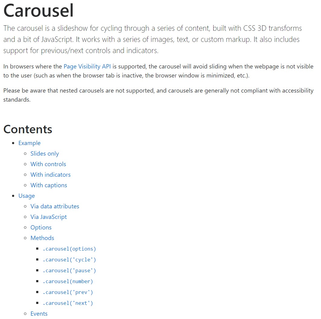 Bootstrap carousel  authoritative documentation