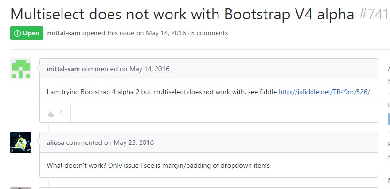 Multiselect does  not actually work  by using Bootstrap V4 alpha