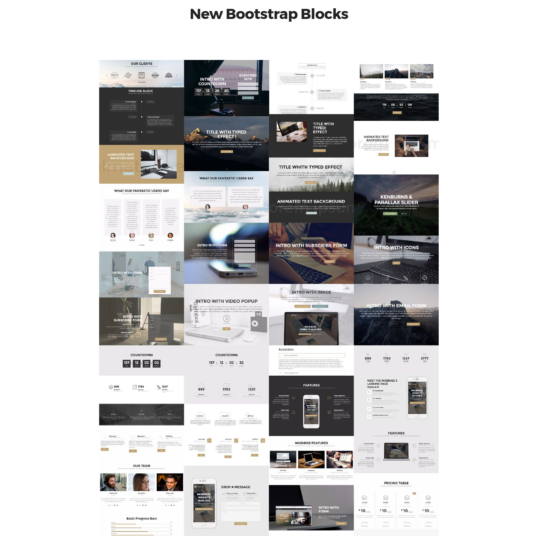 HTML5 Bootstrap 4 mobile-friendly blocks Themes
